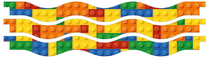 Planken > Golvende plank x 3  > Lego blokken