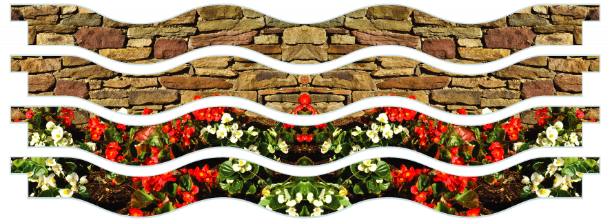Planken > Golvende plank x 4  > Muur met bloembed