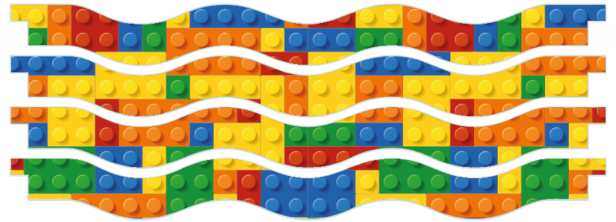 Planken > Golvende plank x 4  > Lego blokken