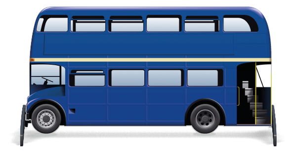 Onderzetters hindernissen speciaal > Londense bus onderzetbord > Blauwe bus