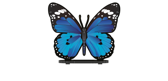 Opvulling hindernissen > Vlinder onderzetbord > Blauwe vlinder